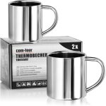 Sjzg - ® 2x tasse thermique en acier inoxydable - 180 ml par tasse - tasse isolante a double paroi - ...