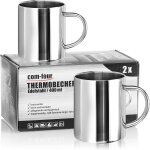 Sjzg - ® 2x tasse thermique en acier inoxydable - 400 ml par tasse - tasse isolante a double paroi - ...