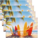 Sjzg - enfants garçon fille coloré planche de surf sets de table lot de 4, plage de l'océan d'été tapis ... Sjzg - enfants garçon fille coloré planche de surf sets de table lot de 4, plage de l'océan d'été tapis ...