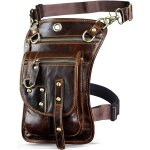Sjzg - sac de jambe en cuir vritable pour hommes - messager, bandoulire, taille, sports, randonne, ...