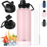 Sjzg - tasse de voyage de 1 180 ml avec paille et 2 couvercles, bouteille isotherme en acier inoxydable ...