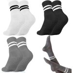 Slep - 3 paires femmes pilates chaussettes, coton socquettes chaussettes a rayures, chaussettes yoga ...