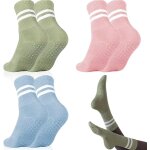 Slep - 3 paires femmes pilates chaussettes, coton socquettes chaussettes a rayures, chaussettes yoga ...