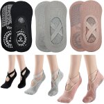 Slep - 3 paires yoga antiderapant chaussettes pour les femmes filles, chaussettes d'entraînement antidérapante ... Slep - 3 paires yoga antiderapant chaussettes pour les femmes filles, chaussettes d'entraînement antidérapante ...