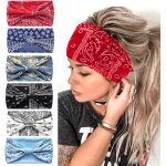 Slep - 6pcs headbands for women wide turban bandana boho head scarfs wraps yoga hairbands fabric elastic ...