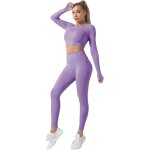 Slep - femme hiver epais 2 pièces ensemble de vêtements de yoga crop top + leggings tenues de sport Slep - femme hiver epais 2 pièces ensemble de vêtements de yoga crop top + leggings tenues de sport