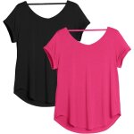 Slep - femme t - shirt de sport a manche courtes shirt de yoga col en v, décontracté tee shirt, lot de ... Slep - femme t - shirt de sport a manche courtes shirt de yoga col en v, décontracté tee shirt, lot de ...