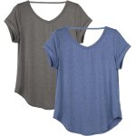 Slep - femme t - shirt de sport a manche courtes shirt de yoga col en v, dcontract tee shirt, lot de ...