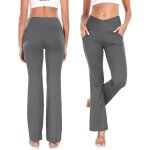 Slep - pantalon de yoga avec poches pour femmes en forme de v pantalon de jogging bootcut taille croise ...