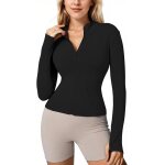 Slep - pull a manches longues pour femme avec demi - fermeture eclair et trou pour le pouce pour le yoga ...
