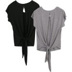 Slep - t - shirts de sport femme dos ouvert yoga tops manches courtes respirant décontracté tee shirt, ... Slep - t - shirts de sport femme dos ouvert yoga tops manches courtes respirant décontracté tee shirt, ...