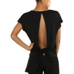 Slep - t - shirts de sport femme dos ouvert yoga tops manches courtes respirant dcontract tee shirt, ...