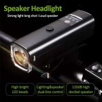 Sonnette lumineuse led pour vlo, haut - parleur, tlcommande frontale, lanterne de bicyclette, rechargeable ...