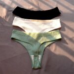 Sous - vêtements de sport pour filles, culotte de bikini, sans couture, en coton côtelé, simple, taille ... Sous - vêtements de sport pour filles, culotte de bikini, sans couture, en coton côtelé, simple, taille ...