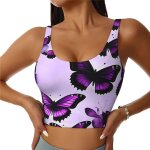 Soutien - gorge de sport pour femme avec motif papillon violet - soutien confortable - soutien - gorge ...