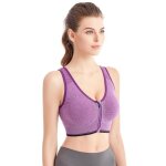Soutien - gorge de sport a fermeture eclair avant pour femme, sous - vtement de course, fitness, brassire ...