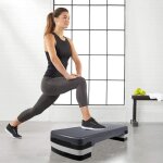 A�robic stepper - springos - r�glable - 3 niveaux de hauteur - antid�rapant - noir graphite