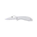 Spyderco c11s couteau delica ss , lame semi - dent�e acier vg - 10 a cran, profil sabre, manche 11 cm ...
