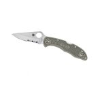 Spyderco c11psfg couteau delica, lame semi - dent�e acier vg - 10 a cran, profil sabre, manche 11 cm ...