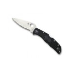 Spyderco c243sbk couteau, lame a dents acier vg - 10 a cran, manche 12 cm nylon / fibre de verre noir ...