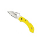 Spyderco c28syl2 couteau, lame a dents acier h - 1 a cran, manche 8 cm nylon / fibre de verre jaune