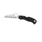 Spyderco c45sbk couteau rescue j, lame style pied de mouton a dents acier vg - 10, manche 10 cm nylon ...
