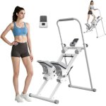 Stepper d'escalier pliable r�glables - qk7906 blanc - appareil de sport a domicile avec ecran lcd, entra�nemen ...