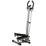 Stepper fitness avec guidon ergonomique r�glable et ecran lcd - bandes de r�sistance - gris noir