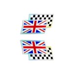 Sticker autocollant 3d drapeau a damier angleterre uk droit et gauche, 40 x 25 mm