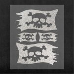 Sticker autocollant prdcoup drapeau pirate, argent, 13. 5 x 16 cm