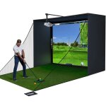 Studio de golf a domicile tout ce qui concerne le sport - bo�tier avec ecran d'impact 4k et cage de protection ...