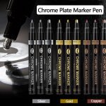 Stylo miroir r�fl�chissant, peinture en m�tal chrom�, marqueur argent�, bricolage, mod�le de signature ...