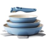 Subzonal - lot de po�les et po�les en c�ramique avec poign�e amovible et anti - adh�sives 20 / 24 / 28 ...