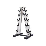 Support pour halt�res 5 niveaux en acier blanc, rack de rangement compact forme a pour home gym, charge ...