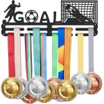 Support mural pour mdailles de football, etagre pour rcompenses, ruban, support pour 60 mdailles, ...
