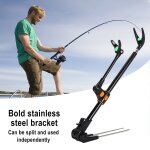 Support de p�che en acier inoxydable, double usage, epais, t�te d'antenne r�glable, equipement de p�che ...