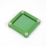 Support de vignette d'assurance moto scoot carr� 75mm x 75mm aluminium vert neuf