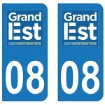 Supstick 2 stickers autocollant plaque immatriculation dept 08 region grand est