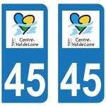 Supstick 2 stickers autocollant plaque immatriculation dept 45 region centre - val de loire