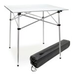 Table de camping en aluminium avec plateau de 70 cm et sac de transport argent� helloshop26 16 0000539 ...