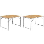 Table de camping pliable - o'camp - lot de 2 - 6 places - aluminium - mdf - poigne de transport