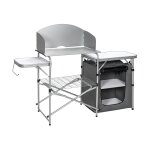 Table de camping pliable avec rangement 146 x 45, 5 x 112 cm stockage pratique design moderne en aluminium ...