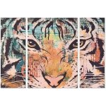 Tableaux - dkd home decor - lot de 3 - couleur vert et orange - toile, bois et mdf - dimensions 102x72, ...