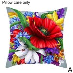 Taie d'oreiller en peau de pche rose simple face, motif de fleur rose, housse dcorative pour canap, ...