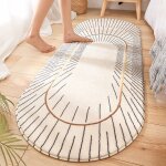 Tapis de chevet ovale en fourrure pour chambre a coucher, tapis de pied long, super doux, en laine d'agneau, ...