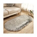 Tapis en fausse fourrure ovale gris luxueux ¿ doux, durable, polyvalent pour la dcoration intrieure, ...