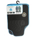 Tapis moquette universel om 4 pieces - noir liseret bleu