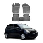Tapis de sol pour kia picanto 2004 - 2011 en caoutchouc tpe 3d noir 4pcs