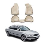 Tapis de sol pour vw passat b5 1996 - 2005 en caoutchouc tpe 3d beige 4pcs