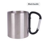 Tasse de camping en plein air en acier inoxydable, tasse de voyage avec poigne mousqueton, tasse a caf ...